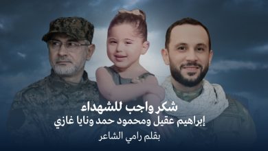 شكر واجب للشهداء إبراهيم عقيل ومحمود حمد ونايا غازي