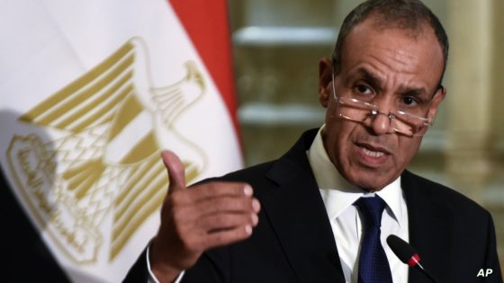 Egyptian Foreign Minister Badr Abdelatty speaks during a press conference with his Turkish counterpart Hakan Fidan, at Tahrir Palace in Cairo, Egypt, Monday, Aug. 5, 2024. (AP Photo/Tarek Wajeh)